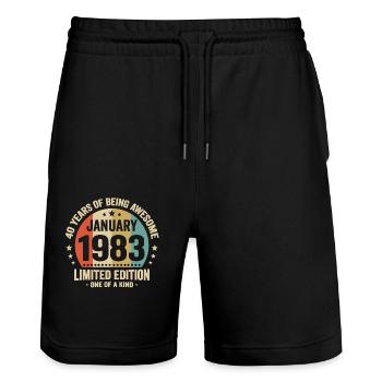 40 Jahre Januar 1983 Jubiläum Vintage Geschenk - Stanley/Stella Unisex Bio Joggingshorts Trainer  - Schwarz - Vorne - Nik (191cm) & Marisol (170cm)