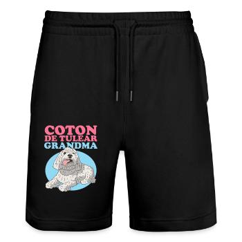 Coton de Tuléar Grand-mère Propriétaire de Chien Cadeau - Short de jogging bio TRAINER Stanley/Stella unisexe - noir - Devant - Nik (191cm) & Marisol (170cm)