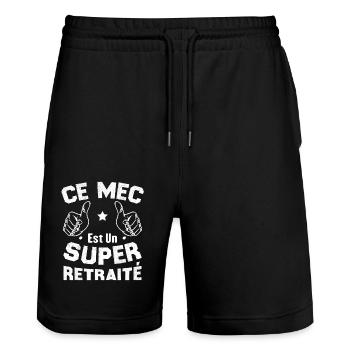 Ce mec est un super retraité - Short de jogging bio TRAINER Stanley/Stella unisexe - noir - Devant - Nik (191cm) & Marisol (170cm)