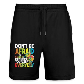 Don't Be Afraid To Stand Out Just Be Yourself - Stanley/Stella Unisex Bio Joggingshorts Trainer  - Schwarz - Vorne - Nik (191cm) & Marisol (170cm)