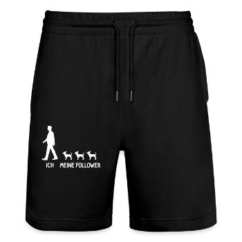 Ich Meine Follower Chihuahua Hund Hunde Züchter - Stanley/Stella Unisex Bio Joggingshorts Trainer  - Schwarz - Vorne - Nik (191cm) & Marisol (170cm)