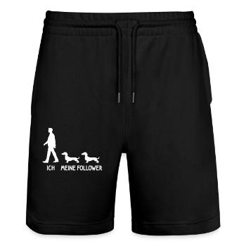 Ich Meine Follower Dackel Hund Hunde Züchter - Stanley/Stella Unisex Bio Joggingshorts Trainer  - Schwarz - Vorne - Nik (191cm) & Marisol (170cm)