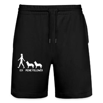 Ich Meine Follower Husky Hunde Züchter Hund - Stanley/Stella Unisex Bio Joggingshorts Trainer  - Schwarz - Vorne - Nik (191cm) & Marisol (170cm)