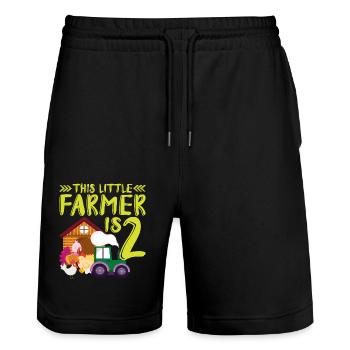 This small farmer is 2 farm more thematic - Stanley/Stella Trainer Unisex Organic Jogging Shorts - black - Front - Nik (191cm) & Marisol (170cm)