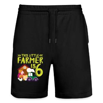 This small farmer is 6 farm more thematic - Stanley/Stella Trainer Unisex Organic Jogging Shorts - black - Front - Nik (191cm) & Marisol (170cm)