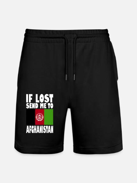 Afghanistan Flag Slogan - Stanley/Stella Trainer Unisex Organic Jogging Shorts - black