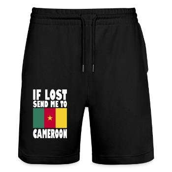 Kamerun Flagge Spruch - Stanley/Stella Unisex Bio Joggingshorts Trainer  - Schwarz - Vorne - Nik (191cm) & Marisol (170cm)