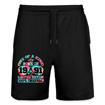 Einzigartig Geboren 1991 Limitierte Auflage - Stanley/Stella Unisex Bio Joggingshorts Trainer  - Schwarz - Vorne - Nik (191cm) & Marisol (170cm)