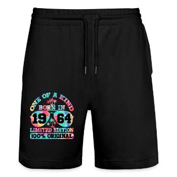 Unique Born In 1964 Limited Edition - Stanley/Stella Trainer Unisex Organic Jogging Shorts - black - Front - Nik (191cm) & Marisol (170cm)