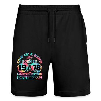 Unique Born 1976 Édition Limitée - Short de jogging bio TRAINER Stanley/Stella unisexe - noir - Devant - Nik (191cm) & Marisol (170cm)