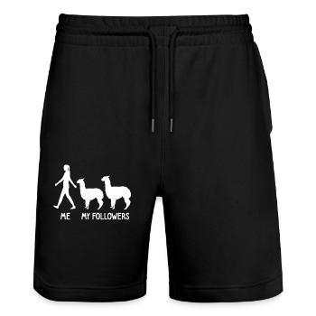 I Mean Followers Alpaca Lover Lama Lover - Stanley/Stella Trainer Unisex Organic Jogging Shorts - black - Front - Nik (191cm) & Marisol (170cm)