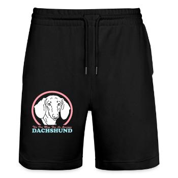 Teckel Maman Teckel Chien Propriétaire Cadeau - Short de jogging bio TRAINER Stanley/Stella unisexe - noir - Devant - Nik (191cm) & Marisol (170cm)