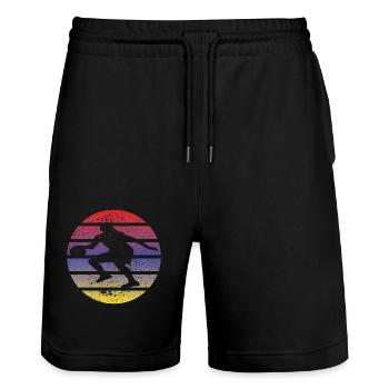 Club de basket-ball Joueurs de basket-ball Amateurs de basket-ball - Short de jogging bio TRAINER Stanley/Stella unisexe - noir - Devant - Nik (191cm) & Marisol (170cm)