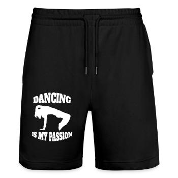 Breakdance Tänzer Geschenk Tanzen Tanzsport - Stanley/Stella Unisex Bio Joggingshorts Trainer  - Schwarz - Vorne - Nik (191cm) & Marisol (170cm)