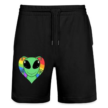 Alien Lgbt Regenbogen Farben - Stanley/Stella Unisex Bio Joggingshorts Trainer  - Schwarz - Vorne - Nik (191cm) & Marisol (170cm)