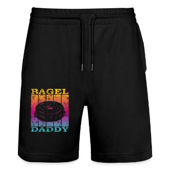 Bagel Daddy - Stanley/Stella Unisex Bio Joggingshorts Trainer  - Schwarz - Vorne - Nik (191cm) & Marisol (170cm)
