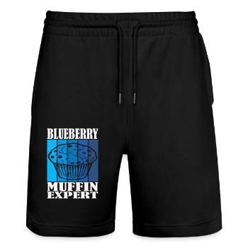 Expert en muffins aux bleuets - Short de jogging bio TRAINER Stanley/Stella unisexe - noir - Devant - Nik (191cm) & Marisol (170cm)