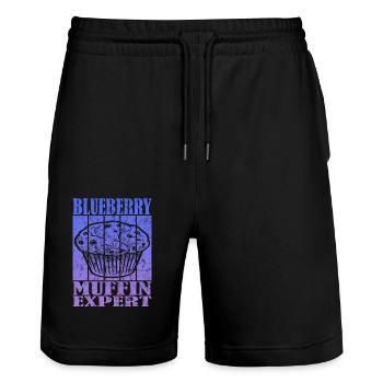 Expert en muffins aux bleuets - Short de jogging bio TRAINER Stanley/Stella unisexe - noir - Devant - Nik (191cm) & Marisol (170cm)