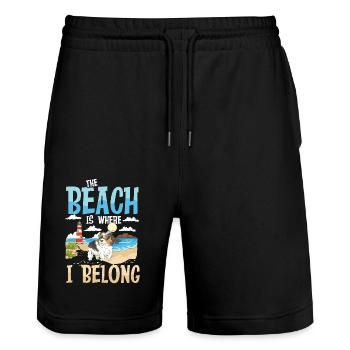 The Beach Is Where I Belong - Stanley/Stella Unisex Bio Joggingshorts Trainer  - Schwarz - Vorne - Nik (191cm) & Marisol (170cm)