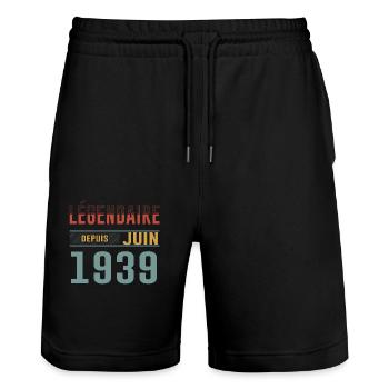 Légendaire Depuis Juin 1939 Anniversaire Cadeau - Short de jogging bio TRAINER Stanley/Stella unisexe - noir - Devant - Nik (191cm) & Marisol (170cm)
