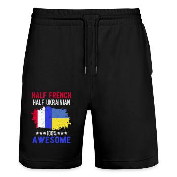 Moitié Français moitié ukrainien - Short de jogging bio TRAINER Stanley/Stella unisexe - noir - Devant - Nik (191cm) & Marisol (170cm)