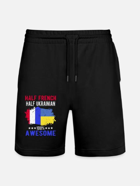 Half French Half Ukrainian - Stanley/Stella Trainer Unisex Organic Jogging Shorts - black