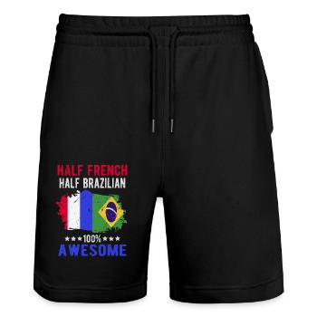 Moitié Français moitié brésilien - Short de jogging bio TRAINER Stanley/Stella unisexe - noir - Devant - Nik (191cm) & Marisol (170cm)