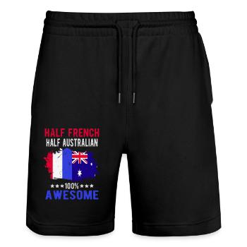 Moitié Français moitié australien - Short de jogging bio TRAINER Stanley/Stella unisexe - noir - Devant - Nik (191cm) & Marisol (170cm)