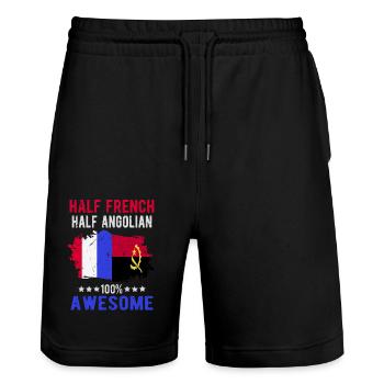 Half French Half Angolier - Stanley/Stella Trainer Unisex Organic Jogging Shorts - black - Front - Nik (191cm) & Marisol (170cm)