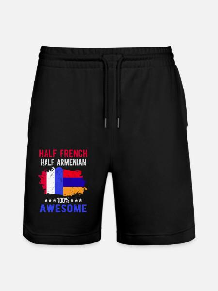 Half French Half Armenian - Stanley/Stella Trainer Unisex Organic Jogging Shorts - black
