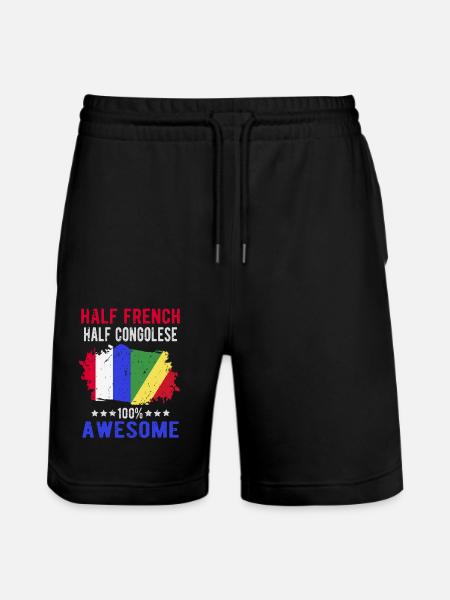 Half French Half Congolese - Stanley/Stella Trainer Unisex Organic Jogging Shorts - black