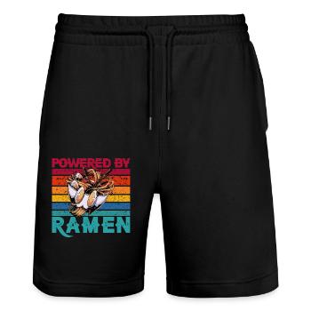 Propulsé par Ramen - Short de jogging bio TRAINER Stanley/Stella unisexe - noir - Devant - Nik (191cm) & Marisol (170cm)