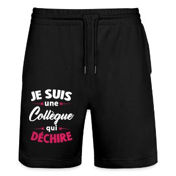 Je Suis Une Collègue Qui Déchire - Short de jogging bio TRAINER Stanley/Stella unisexe - noir - Devant - Nik (191cm) & Marisol (170cm)