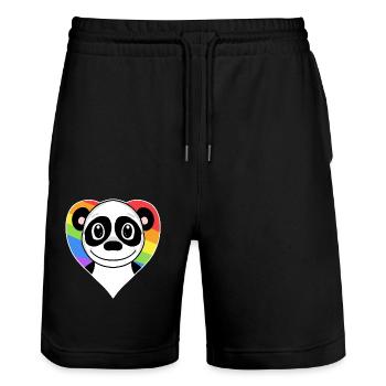 Gay Rainbow Panda LGBT - Stanley/Stella Trainer Unisex Organic Jogging Shorts - black - Front - Nik (191cm) & Marisol (170cm)