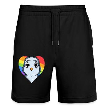 Pinguin Lgbt Regenbogen Farben - Stanley/Stella Unisex Bio Joggingshorts Trainer  - Schwarz - Vorne - Nik (191cm) & Marisol (170cm)