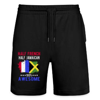 Half French Half Jamaican - Stanley/Stella Trainer Unisex Organic Jogging Shorts - black - Front - Nik (191cm) & Marisol (170cm)