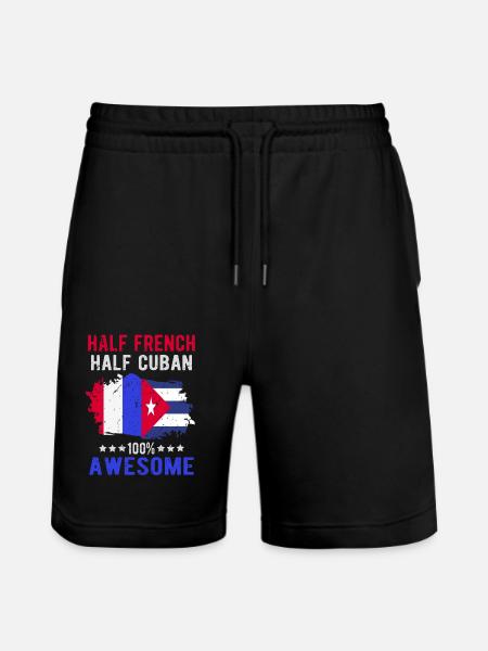 Half French Half Cuban - Stanley/Stella Trainer Unisex Organic Jogging Shorts - black