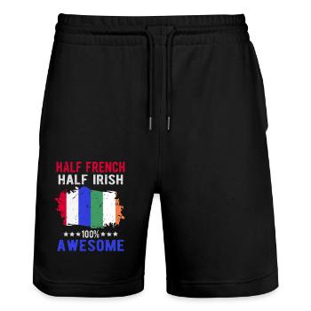 Half French Half Irish - Stanley/Stella Trainer Unisex Organic Jogging Shorts - black - Front - Nik (191cm) & Marisol (170cm)