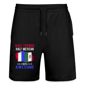Half French Half Mexican - Stanley/Stella Trainer Unisex Organic Jogging Shorts - black - Front - Nik (191cm) & Marisol (170cm)