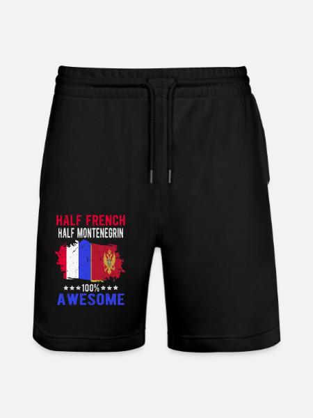 Half French Half Montenegrin - Stanley/Stella Trainer Unisex Organic Jogging Shorts - black