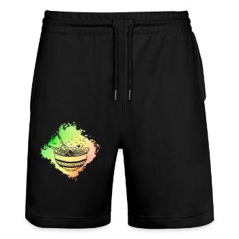 Ramen Retro - Stanley/Stella Trainer Unisex Organic Jogging Shorts - black - Front - Nik (191cm) & Marisol (170cm)