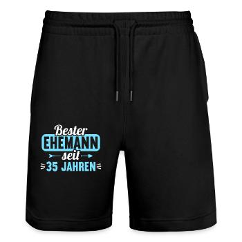 Beste Ehefrau Bester Ehemann seit 35 Jahren - Stanley/Stella Unisex Bio Joggingshorts Trainer  - Schwarz - Vorne - Nik (191cm) & Marisol (170cm)