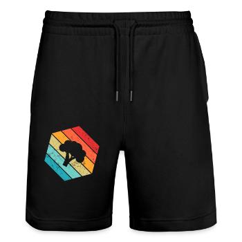 Broccoli Vegan Lover Retro Healthy Gift idea - Stanley/Stella Unisex Bio Joggingshorts Trainer  - Schwarz - Vorne - Nik (191cm) & Marisol (170cm)