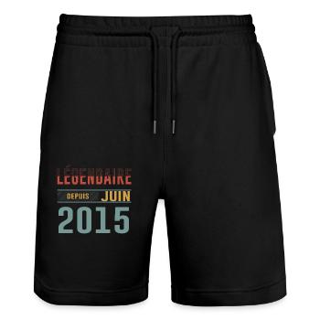 Légendaire Depuis Juin 2015 Anniversaire Cadeau - Short de jogging bio TRAINER Stanley/Stella unisexe - noir - Devant - Nik (191cm) & Marisol (170cm)