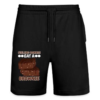 Feeling Downie Eat Brownie | Cuire des | de t-shirt - Short de jogging bio TRAINER Stanley/Stella unisexe - noir - Devant - Nik (191cm) & Marisol (170cm)