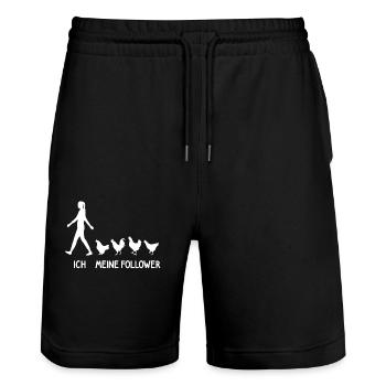 Ich Meine Follower Hühner Chicken Züchter Eier - Stanley/Stella Unisex Bio Joggingshorts Trainer  - Schwarz - Vorne - Nik (191cm) & Marisol (170cm)