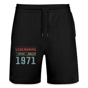 Légendaire Depuis Juillet 1971 Anniversaire Cadeau - Short de jogging bio TRAINER Stanley/Stella unisexe - noir - Devant - Nik (191cm) & Marisol (170cm)