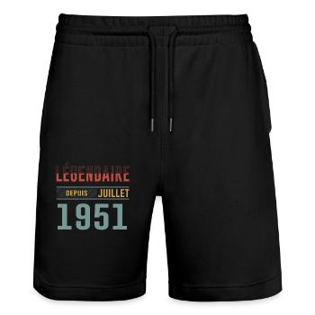 Légendaire Depuis Juillet 1951 Anniversaire Cadeau - Short de jogging bio TRAINER Stanley/Stella unisexe - noir - Devant - Nik (191cm) & Marisol (170cm)