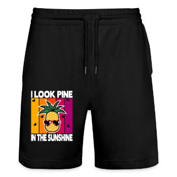 Je regarde le pin au soleil - Short de jogging bio TRAINER Stanley/Stella unisexe - noir - Devant - Nik (191cm) & Marisol (170cm)