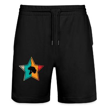 Broccoli Vegan Lover Retro Healthy Gift idea - Stanley/Stella Trainer Unisex Organic Jogging Shorts - black - Front - Nik (191cm) & Marisol (170cm)